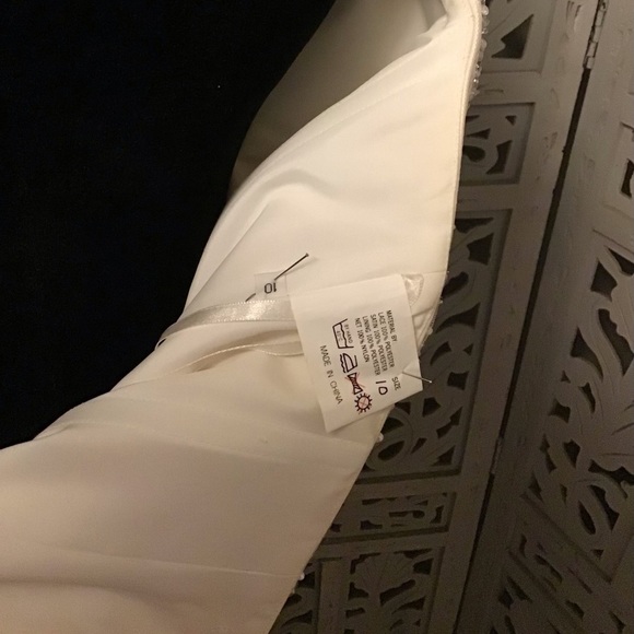 DELIGHTFUL IVORY SMOOTH SATIN BEADED WITH CORSET BACK STRAPLESS WEDDING DRESS - Picture 10 of 12